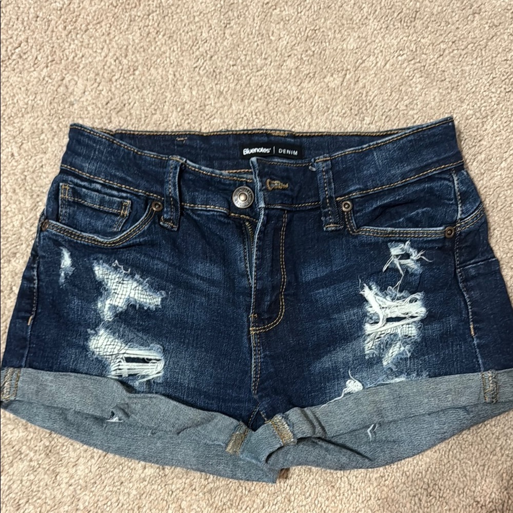 Bluenotes Dark Blue Stretch Distressed Jean Shorts, Jordan Push up size 24 waist